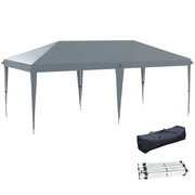 Foldable Gazebo 6x3 m Foldable Canopy with 3-Level Adjustable Height UV-Resistant Awning and Carrying Bag for Camping Parties Light Gray