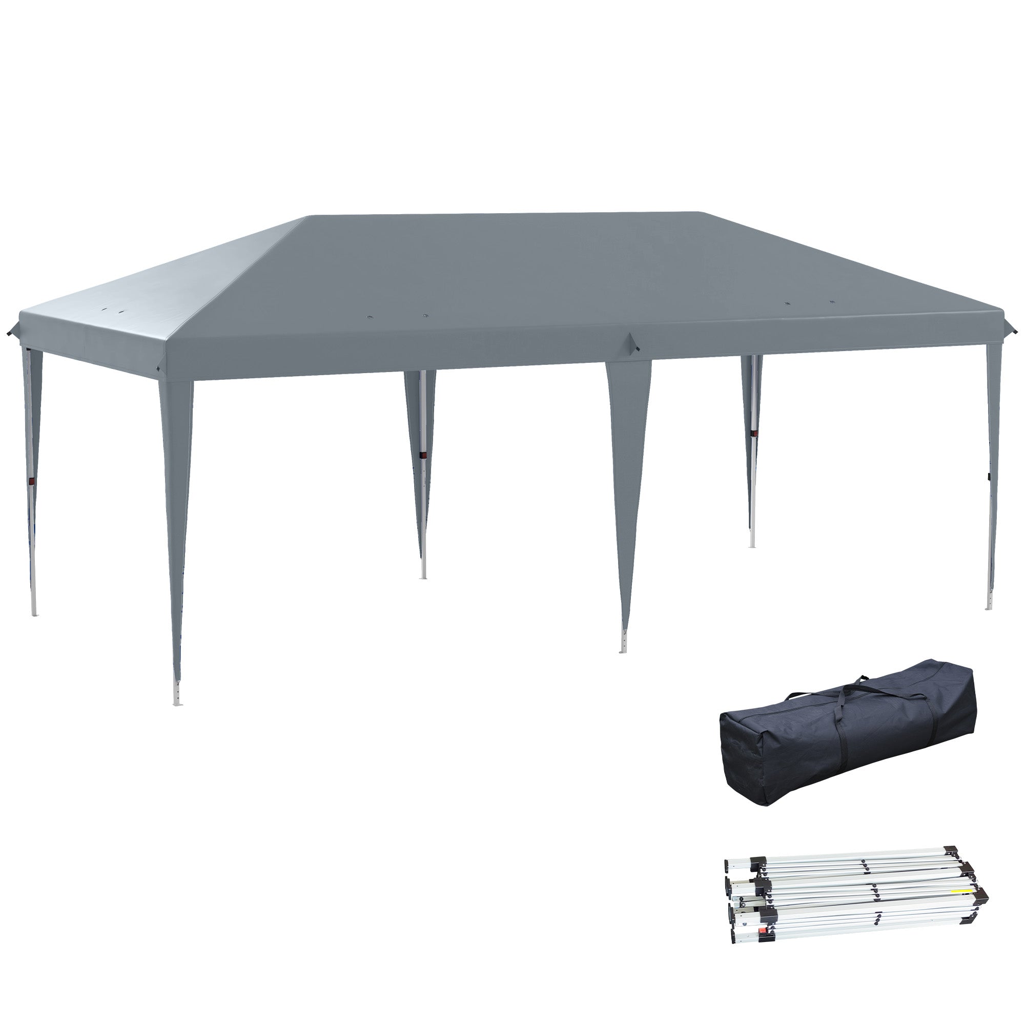 Foldable Gazebo 6x3 m Foldable Canopy with 3-Level Adjustable Height UV-Resistant Awning and Carrying Bag for Camping Parties Light Gray
