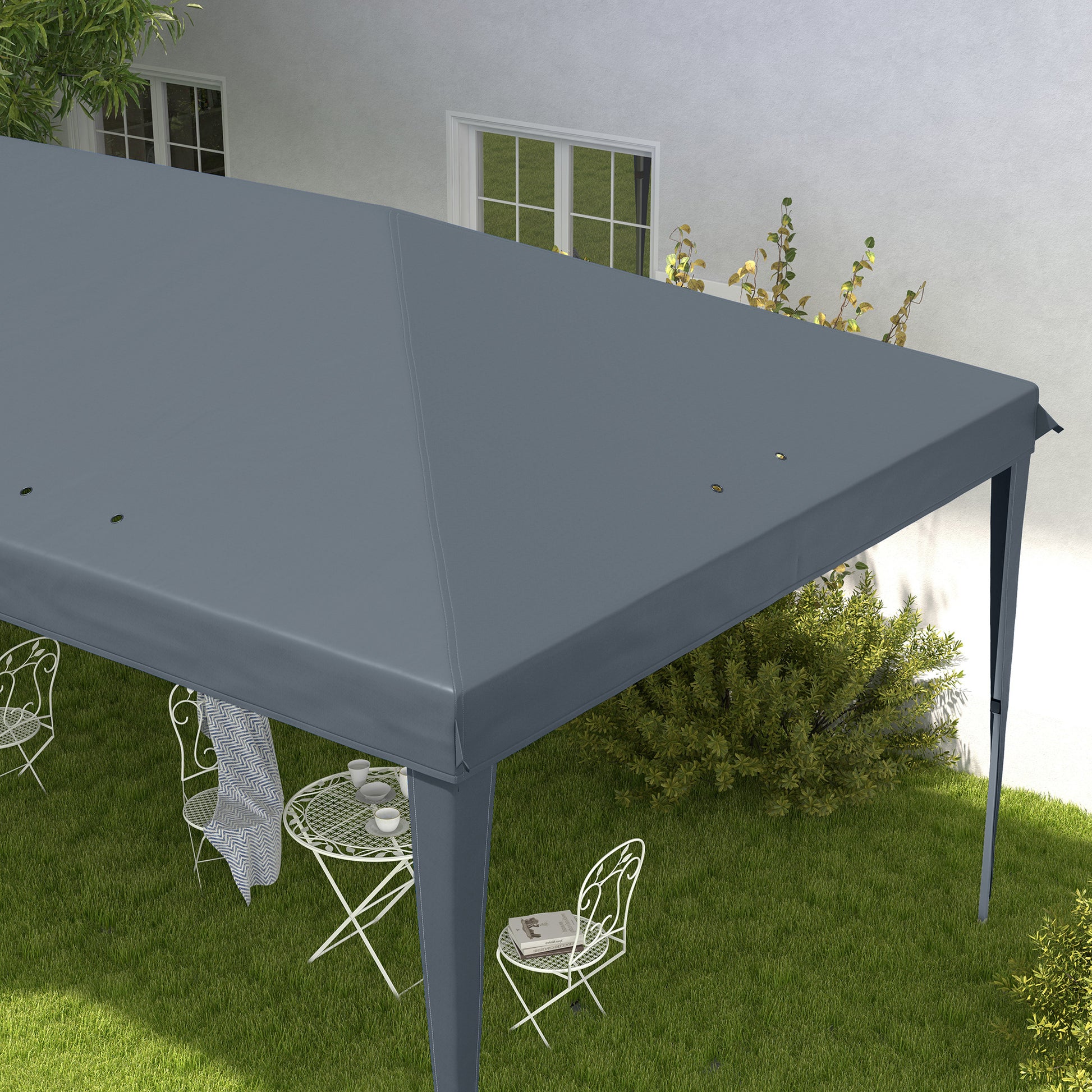 Foldable Gazebo 6x3 m Foldable Canopy with 3-Level Adjustable Height UV-Resistant Awning and Carrying Bag for Camping Parties Light Gray