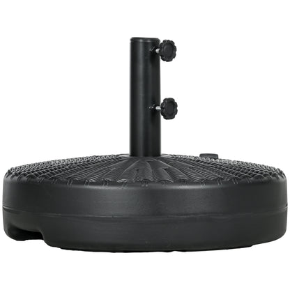 Round Umbrella Base Stand for Umbrella Pole Ø38/48 mm Fillable with 22 kg Water and 29 kg Sand Rattan Imitation Surface Ø51x36 cm Black