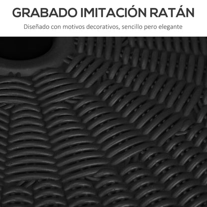 Round Umbrella Base Stand for Umbrella Pole Ø38/48 mm Fillable with 22 kg Water and 29 kg Sand Rattan Imitation Surface Ø51x36 cm Black