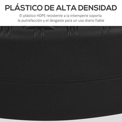 Round Umbrella Base Stand for Umbrella Pole Ø38/48 mm Fillable with 22 kg Water and 29 kg Sand Rattan Imitation Surface Ø51x36 cm Black