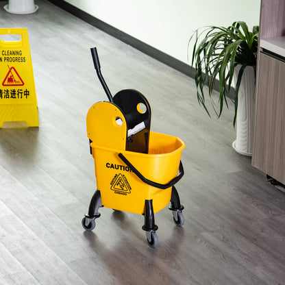 Cleaning Trolley Bucket with Wringer 26 Liters, Yellow, 44cm x 36cm x 90cm