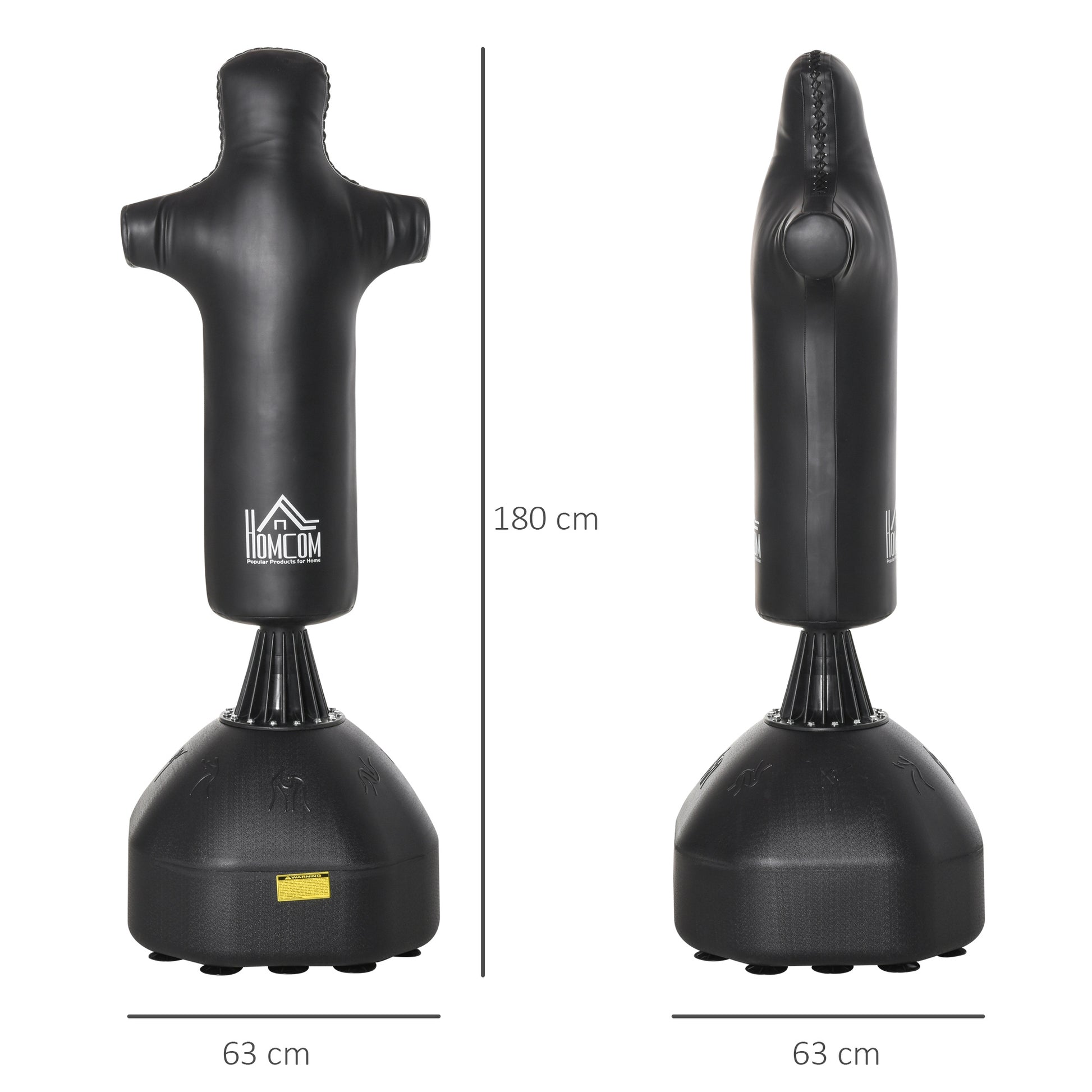 Standing Punching Bag 180cm Adult Free Standing Boxing Dummy Column Heavy Duty Punching Bag Stand for Professionals and Beginners Black