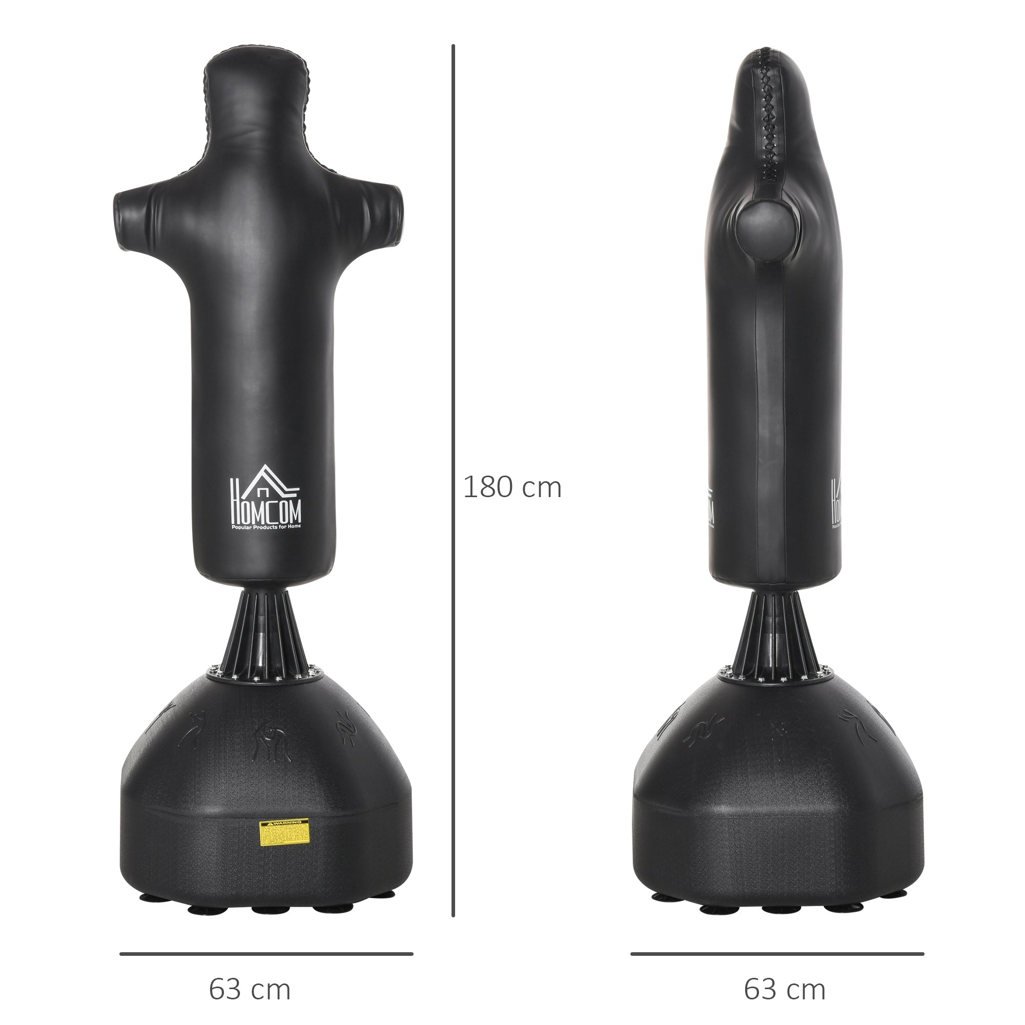 Standing Punching Bag 180cm Adult Free Standing Boxing Dummy Column Heavy Duty Punching Bag Stand for Professionals and Beginners Black