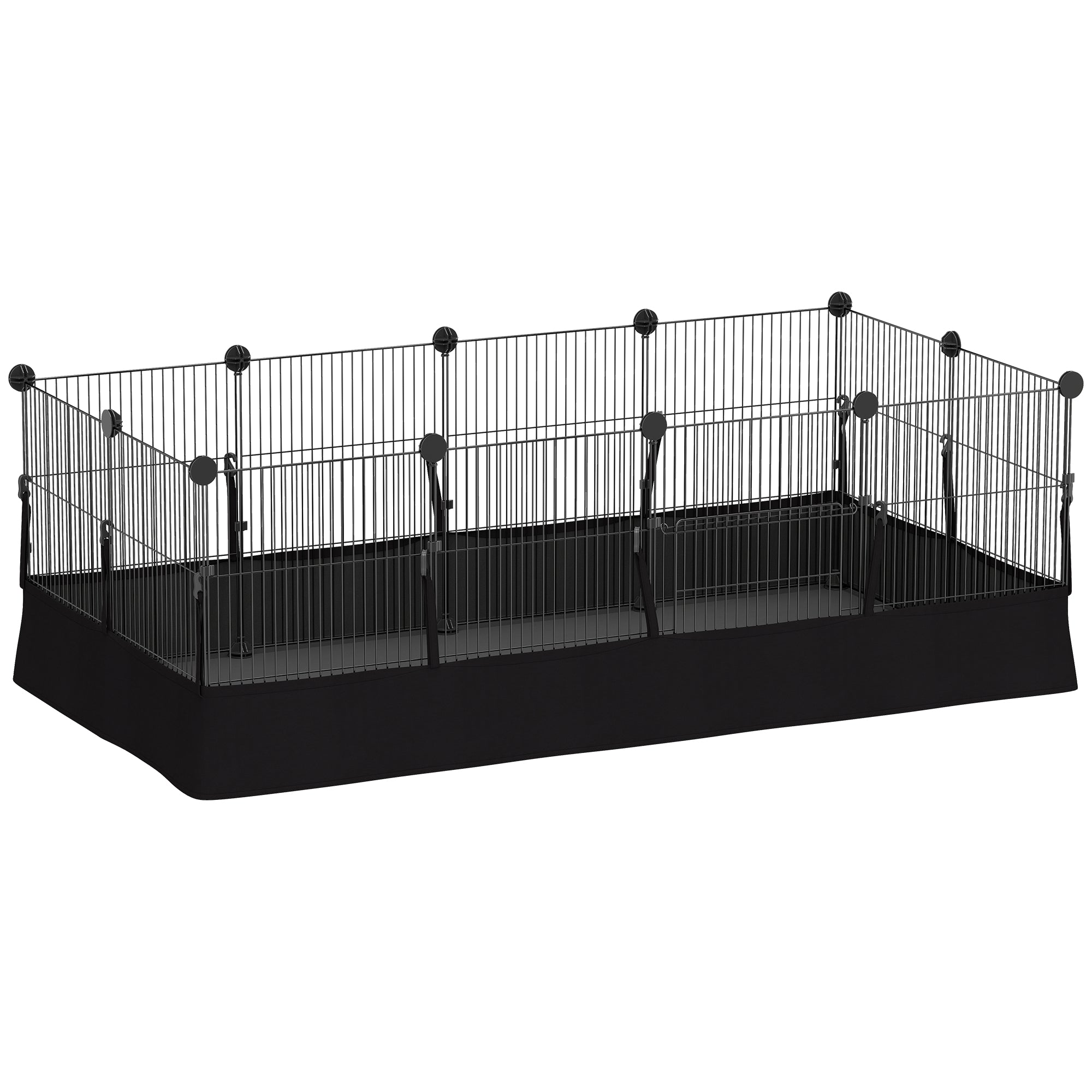 12-Panel Metal Pet Pen, Small Animal Cage, Customizable Shape, Waterproof Liner, Playpen for Guinea Pigs & Hedgehogs, 47.2 x 23.6 x 15.7 in (120 x 60 x 40 cm), Black