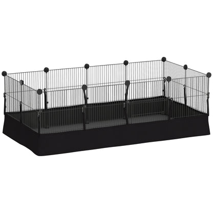 12-Panel Metal Pet Pen, Small Animal Cage, Customizable Shape, Waterproof Liner, Playpen for Guinea Pigs & Hedgehogs, 47.2 x 23.6 x 15.7 in (120 x 60 x 40 cm), Black