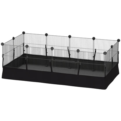 12-Panel Metal Pet Pen, Small Animal Cage, Customizable Shape, Waterproof Liner, Playpen for Guinea Pigs & Hedgehogs, 47.2 x 23.6 x 15.7 in (120 x 60 x 40 cm), Black