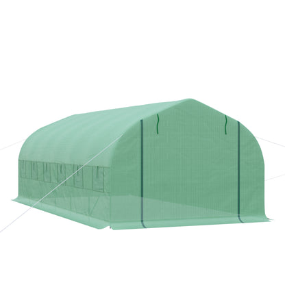 Outdoor Greenhouse Tunnel Greenhouse 6x3x2 m Large Garden Greenhouse with 12 Windows and Roll-Up Zipper Door Macro Metal Structure for Plant Cultivation Green