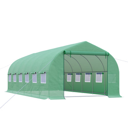 Outdoor Greenhouse Tunnel Greenhouse 6x3x2 m Large Garden Greenhouse with 12 Windows and Roll-Up Zipper Door Macro Metal Structure for Plant Cultivation Green