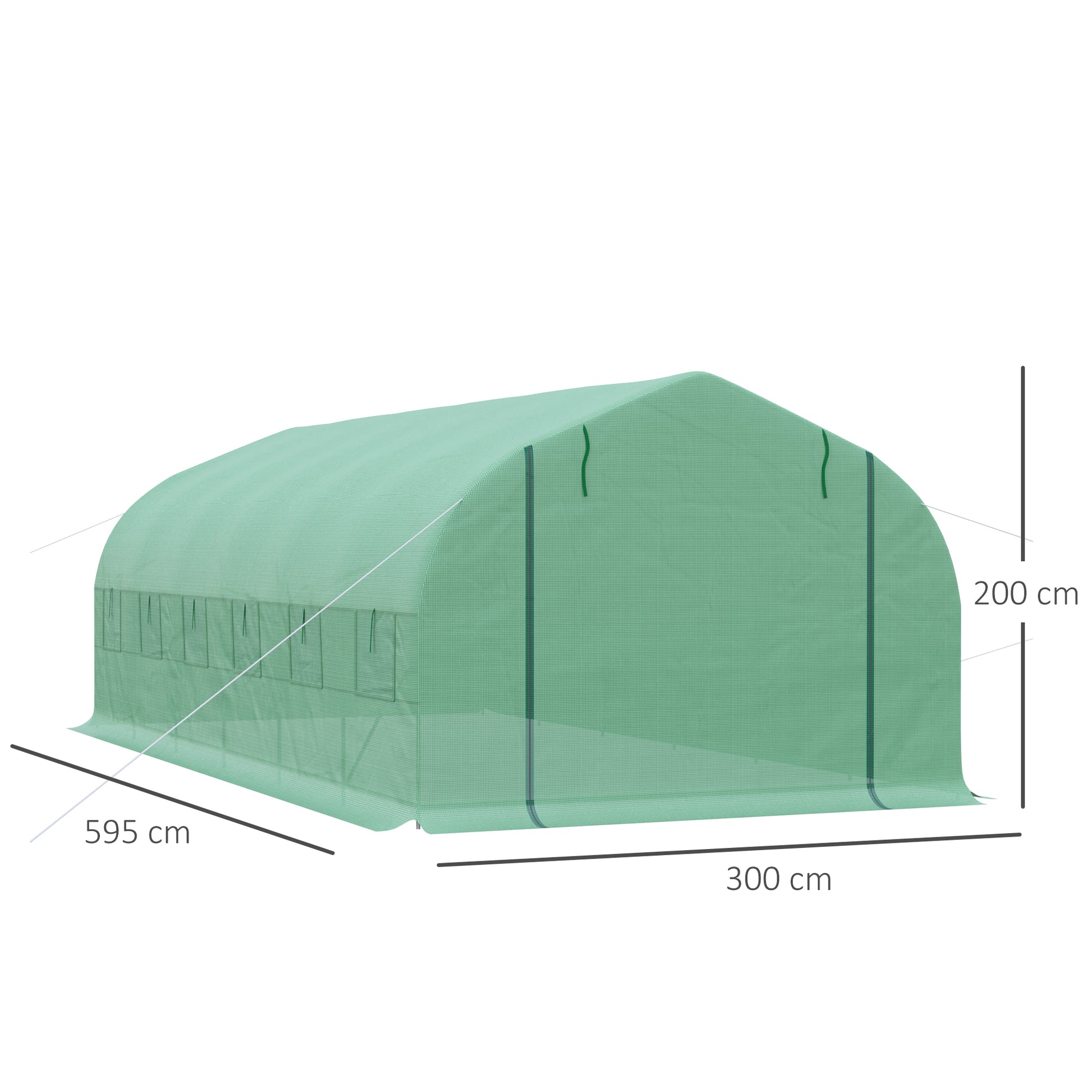 Outdoor Greenhouse Tunnel Greenhouse 6x3x2 m Large Garden Greenhouse with 12 Windows and Roll-Up Zipper Door Macro Metal Structure for Plant Cultivation Green