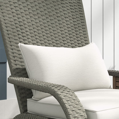 Garden Chair with Footrest, Armrests, and Padded Cushions, Adirondack Chair in Rattan and Steel, 64x82x89 cm, Gray and Cream White