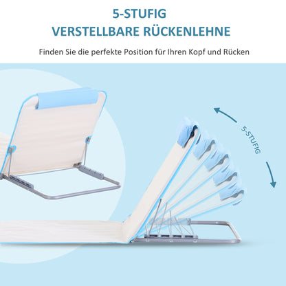 2-Piece Beach Mat 134x48cm Foldable Sun Lounger with Adjustable Backrest Carrying Bag for Garden Beach Terrace Camping Beige