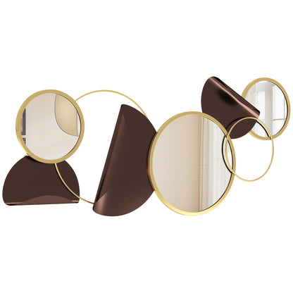 Wall Mirror with 3D Metal Decoration, Modern Mirror for Living Room, Entryway, and Bedroom, 101x41.5 cm, Gold
