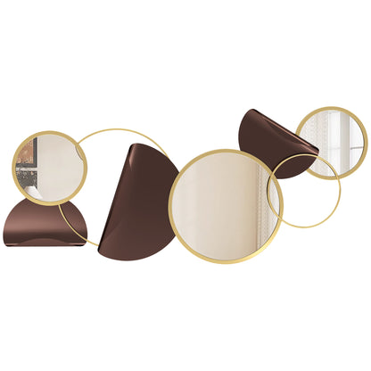 Wall Mirror with 3D Metal Decoration, Modern Mirror for Living Room, Entryway, and Bedroom, 101x41.5 cm, Gold