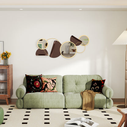 Wall Mirror with 3D Metal Decoration, Modern Mirror for Living Room, Entryway, and Bedroom, 101x41.5 cm, Gold