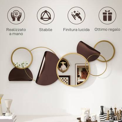 Wall Mirror with 3D Metal Decoration, Modern Mirror for Living Room, Entryway, and Bedroom, 101x41.5 cm, Gold