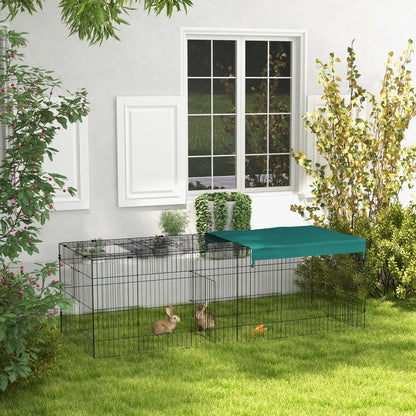 Modular Steel Enclosure with Cover for Rabbits Rodents Small Animals Indoor Outdoor 220L x 85W x 70H cm Green
