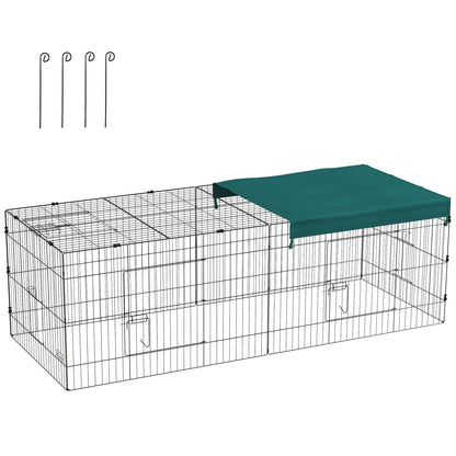 Modular Steel Enclosure with Cover for Rabbits Rodents Small Animals Indoor Outdoor 220L x 85W x 70H cm Green