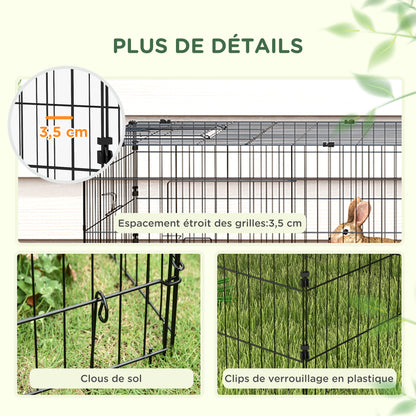 Modular Steel Enclosure with Cover for Rabbits Rodents Small Animals Indoor Outdoor 220L x 85W x 70H cm Green