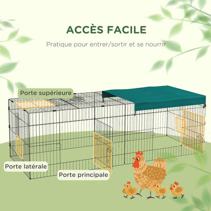 Modular Steel Enclosure with Cover for Rabbits Rodents Small Animals Indoor Outdoor 220L x 85W x 70H cm Green
