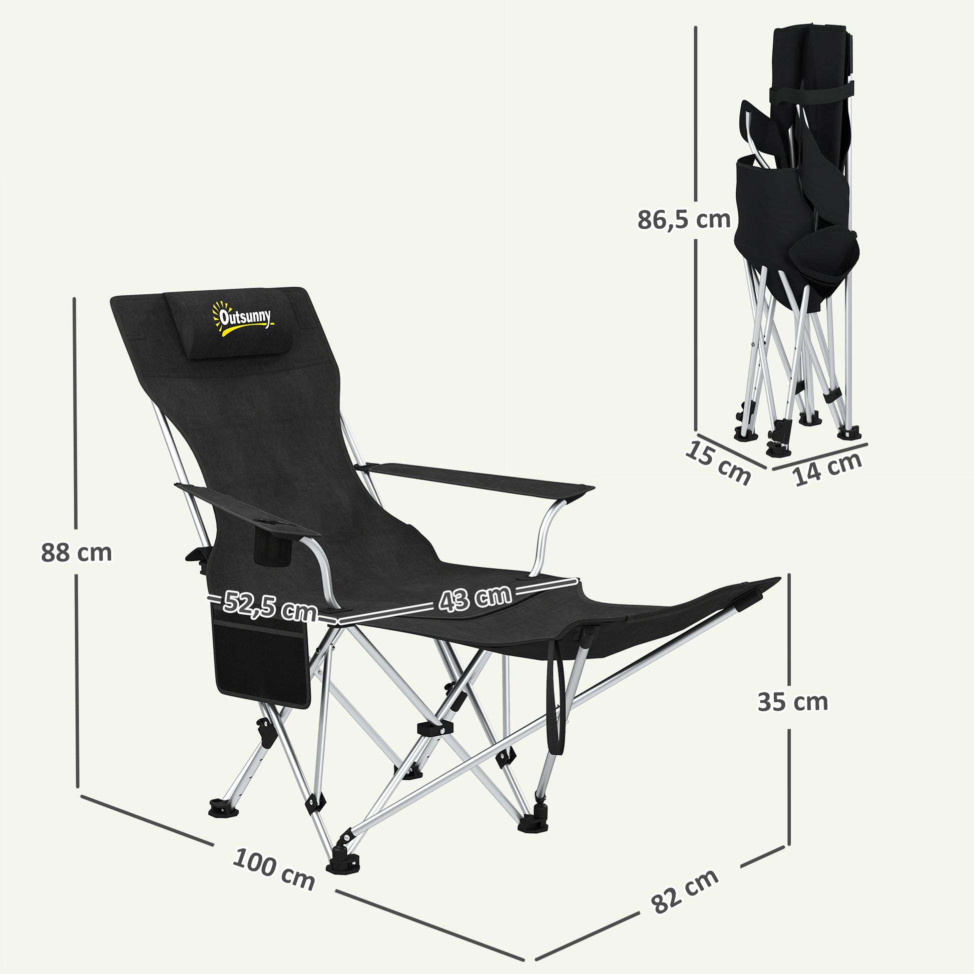 Set of 2 Folding Camping Chairs with Removable Footrest, Drink Holder, Headrest, Garden Chair, Supports 120kg, Lounger for Adults, Folding Chair, Beach Chair, Camping Chairs