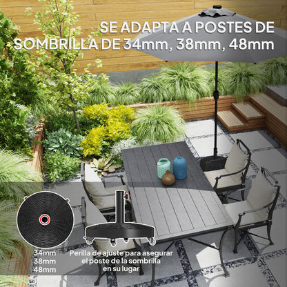 Round Umbrella Base Umbrella Stand with Wheels Umbrella Stand with 25 kg Cement Filling for Garden Terrace Black