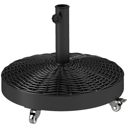 Round Umbrella Base Umbrella Stand with Wheels Umbrella Stand with 25 kg Cement Filling for Garden Terrace Black