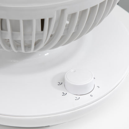 Mini Table Fan, Powerful Silent 45W Fan, 3 Speeds, 70° Multi-Directional Oscillation, 90° Tilt, Air Circulation Fan for Bedroom, Living Room, White