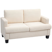 2-Seater Modern Style Sofa 140 cm with Removable Back Cushions and Armrests, Mini Couch for Bedroom, Apartment, Small Space, Beige