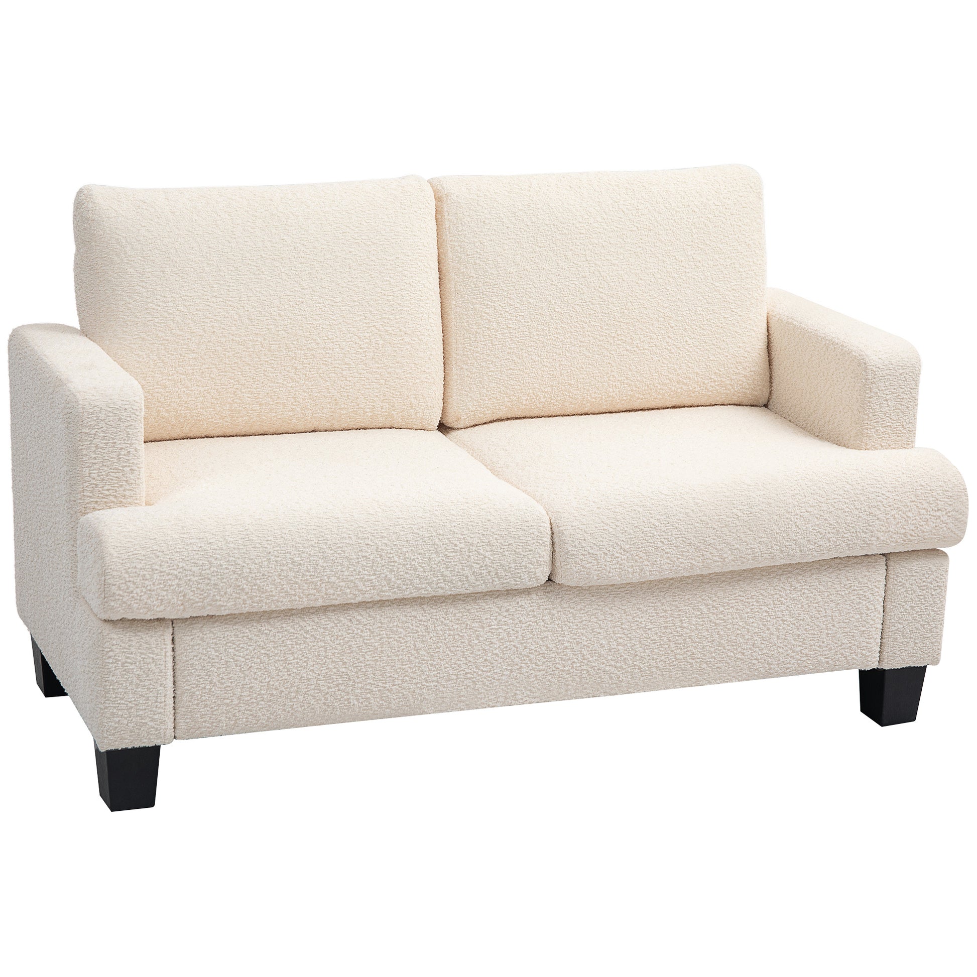 2-Seater Modern Style Sofa 140 cm with Removable Back Cushions and Armrests, Mini Couch for Bedroom, Apartment, Small Space, Beige