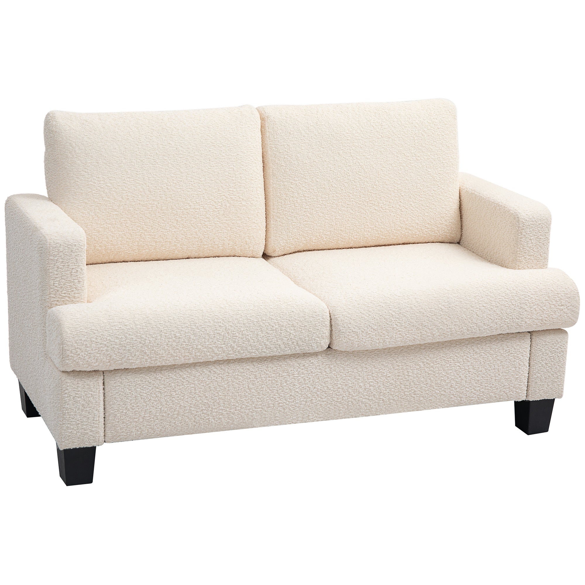 2-Seater Modern Style Sofa 140 cm with Removable Back Cushions and Armrests, Mini Couch for Bedroom, Apartment, Small Space, Beige