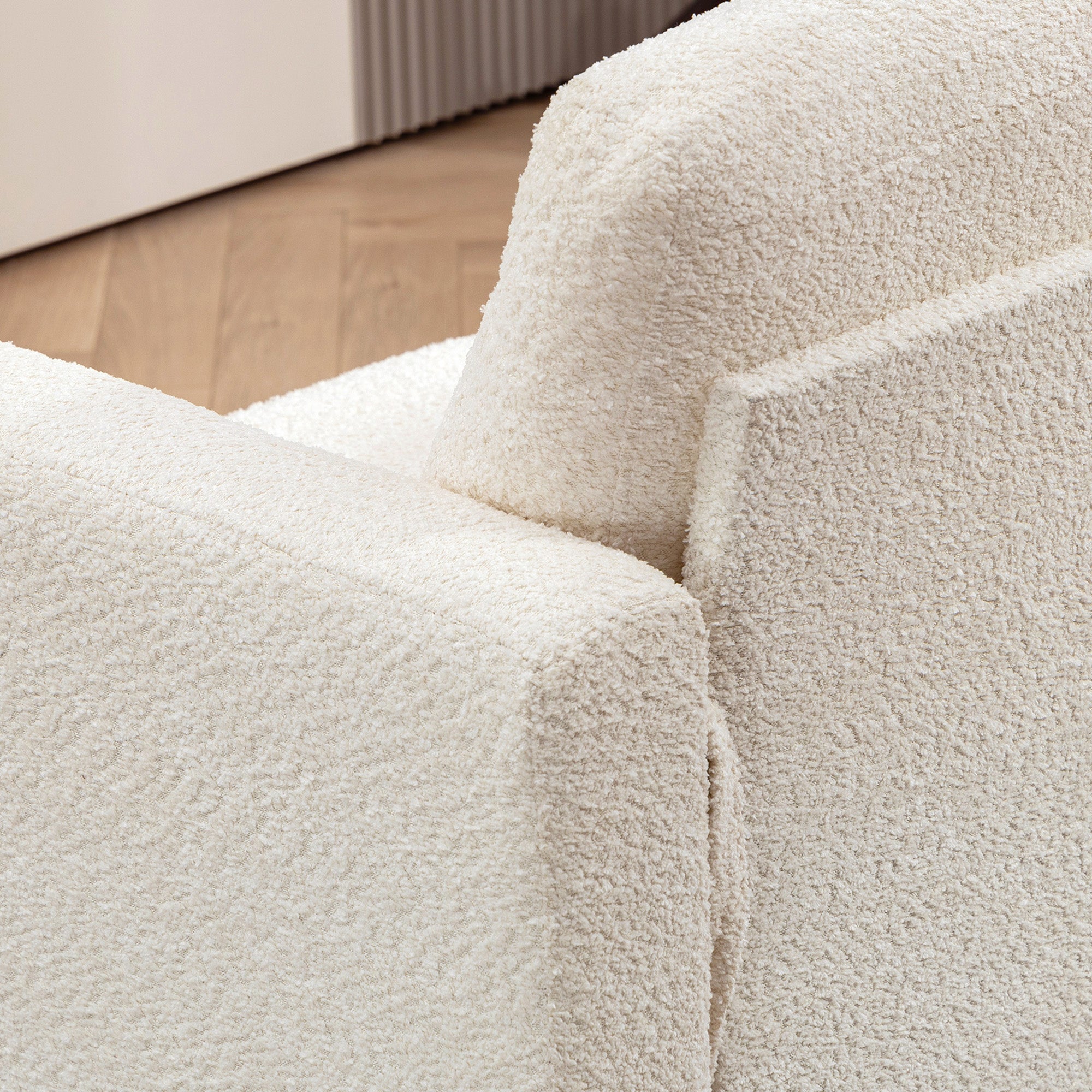 2-Seater Modern Style Sofa 140 cm with Removable Back Cushions and Armrests, Mini Couch for Bedroom, Apartment, Small Space, Beige