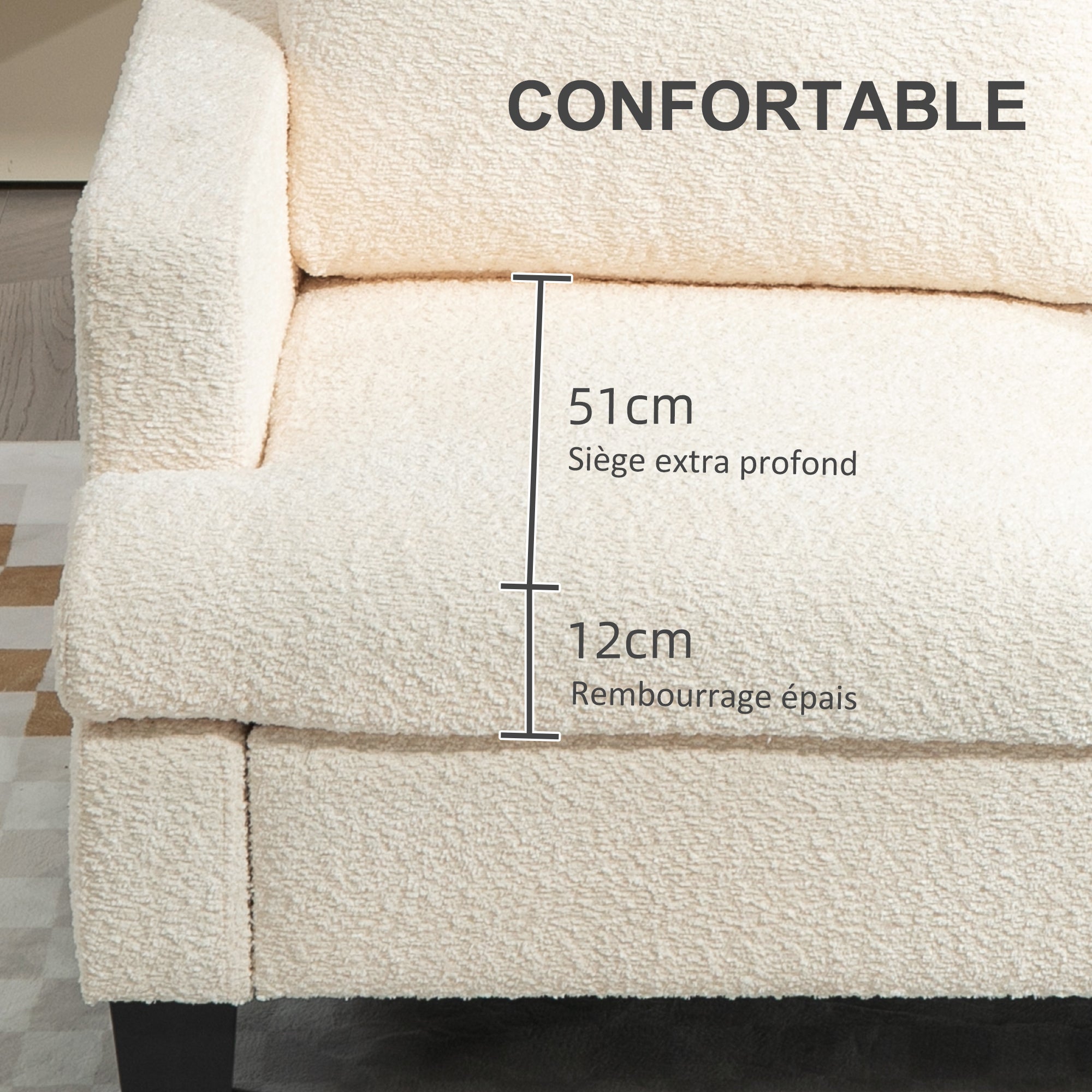 2-Seater Modern Style Sofa 140 cm with Removable Back Cushions and Armrests, Mini Couch for Bedroom, Apartment, Small Space, Beige