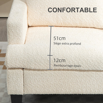 2-Seater Modern Style Sofa 140 cm with Removable Back Cushions and Armrests, Mini Couch for Bedroom, Apartment, Small Space, Beige