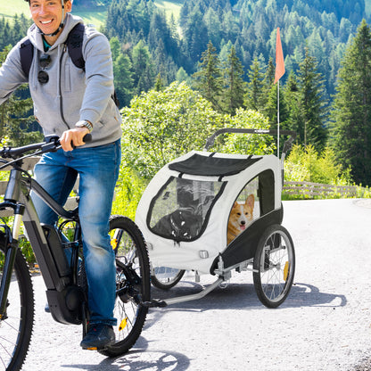 2-in-1 Dog Trailer Jogger Bike Trailer Dogs Dog Bike Trailer White+Black 155 x 83 x 108 cm
