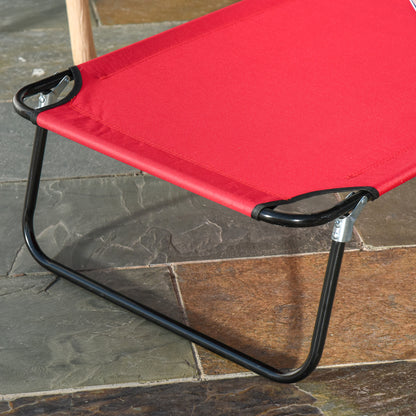 Folding Sun Lounger Reclining 4 Positions Chaise Longue 3 Cushions Provided Red