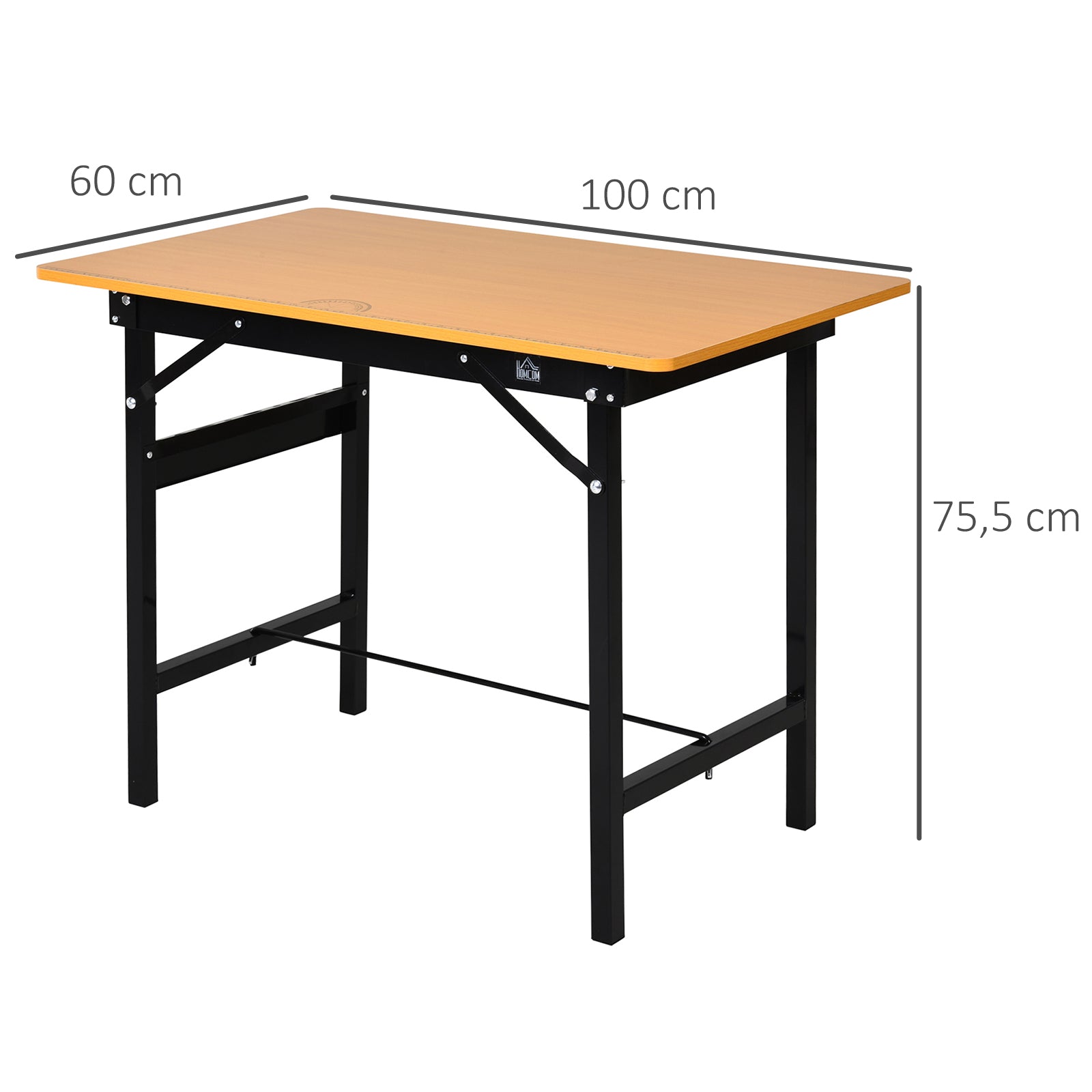 Folding Workbench Folding Work Table with Ruler Transporter Load 100 kg 100x60x75.5 cm Natural and Black
