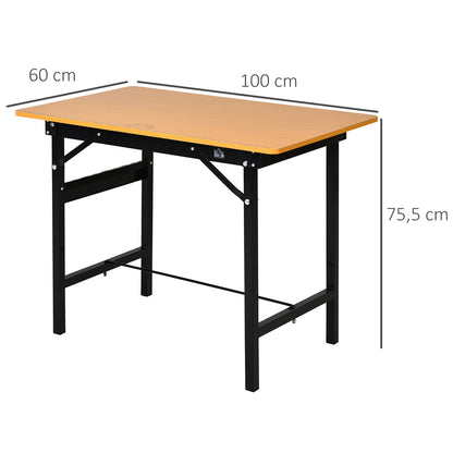 Folding Workbench Folding Work Table with Ruler Transporter Load 100 kg 100x60x75.5 cm Natural and Black