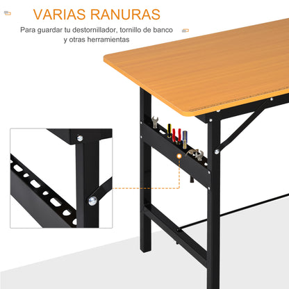 Folding Workbench Folding Work Table with Ruler Transporter Load 100 kg 100x60x75.5 cm Natural and Black