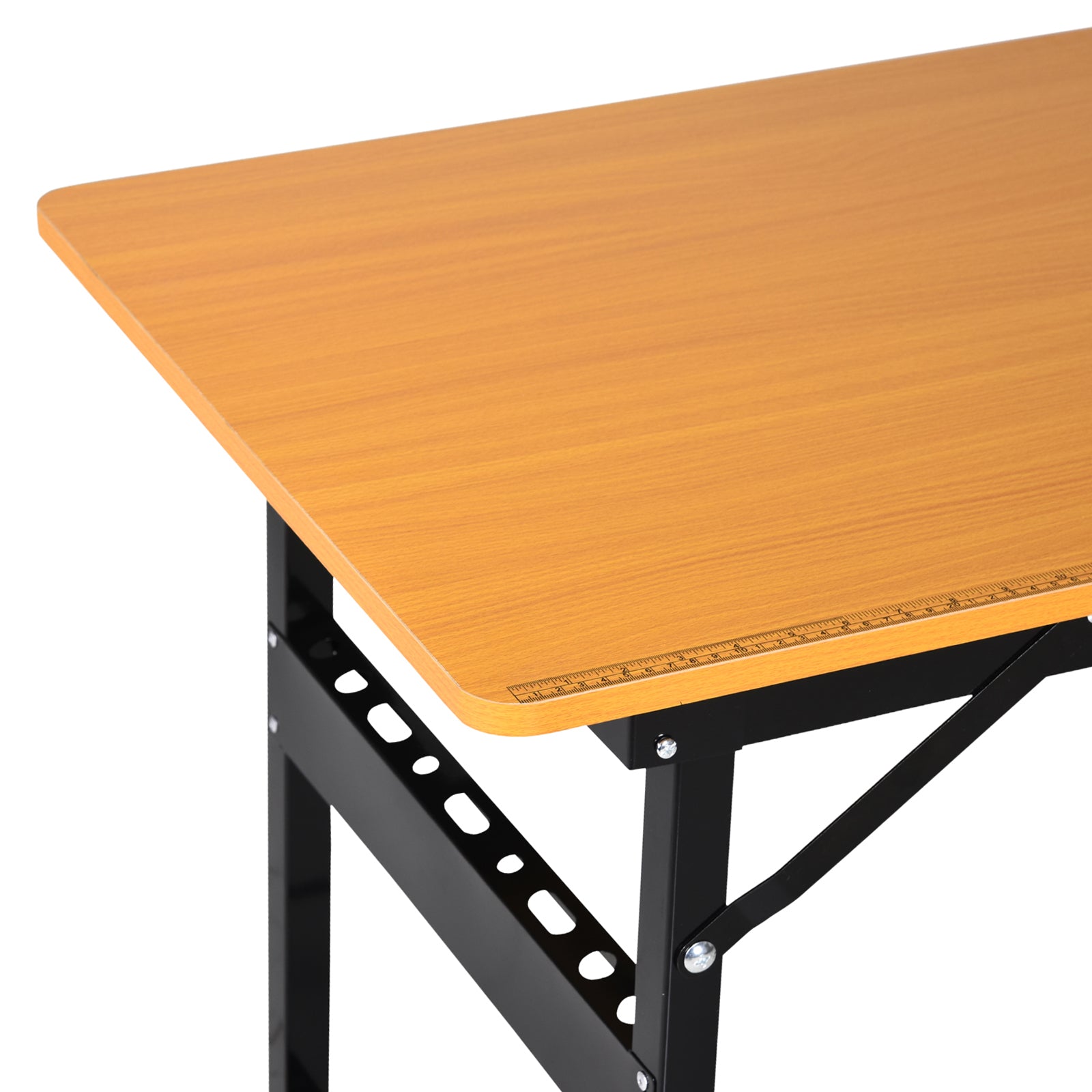 Folding Workbench Folding Work Table with Ruler Transporter Load 100 kg 100x60x75.5 cm Natural and Black