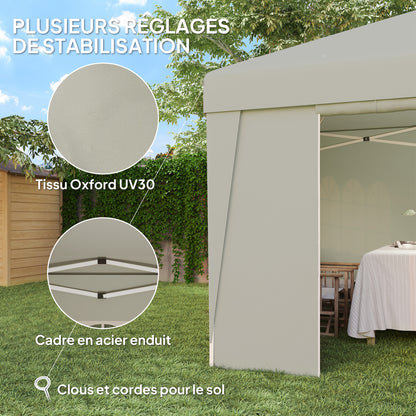 Pop-up Folding Garden Gazebo Canopy Event Tent 3 x 3m Anti-UV 30+ with Windows Side Panels Carry Bag Cream