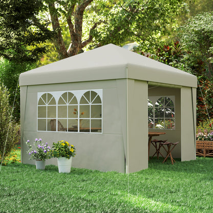 Pop-up Folding Garden Gazebo Canopy Event Tent 3 x 3m Anti-UV 30+ with Windows Side Panels Carry Bag Cream
