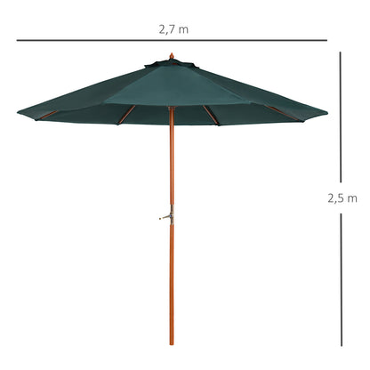Wooden Sun Umbrella Wooden Umbrella Garden Umbrella c 2.5m Dark Green