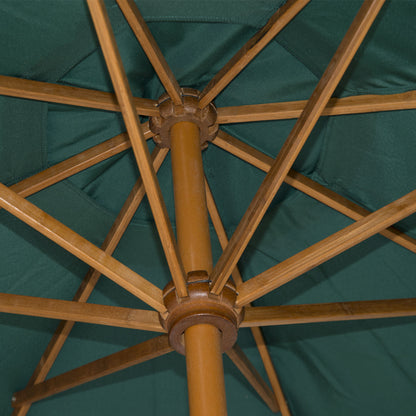 Wooden Sun Umbrella Wooden Umbrella Garden Umbrella c 2.5m Dark Green