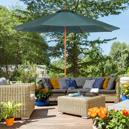 Wooden Sun Umbrella Wooden Umbrella Garden Umbrella c 2.5m Dark Green