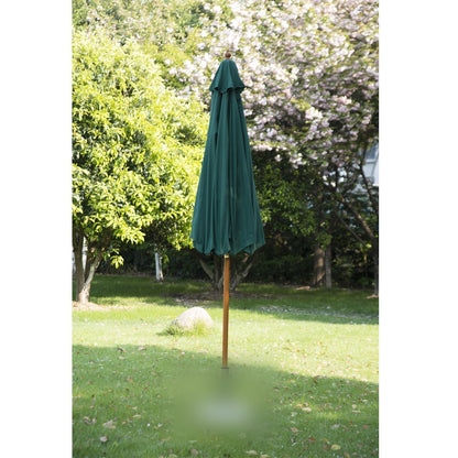 Wooden Sun Umbrella Wooden Umbrella Garden Umbrella c 2.5m Dark Green