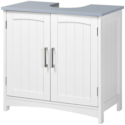 Bathroom Vanity Unit Under Sink Cabinet with Double Doors, Adjustable Shelf, 60 x 33 x 60 cm, White