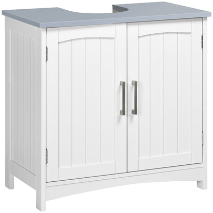 Bathroom Vanity Unit Under Sink Cabinet with Double Doors, Adjustable Shelf, 60 x 33 x 60 cm, White