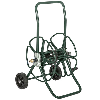 Hose Reel Cart with Wheels, 30m of Ø16mm Hose, Hose Reel Cart, Non-slip Handle, Metal, Green